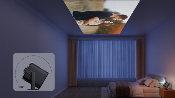 You can enjoy the image from your bed by projecting it onto the ceiling. Image taken from Dangbei's PR materials.